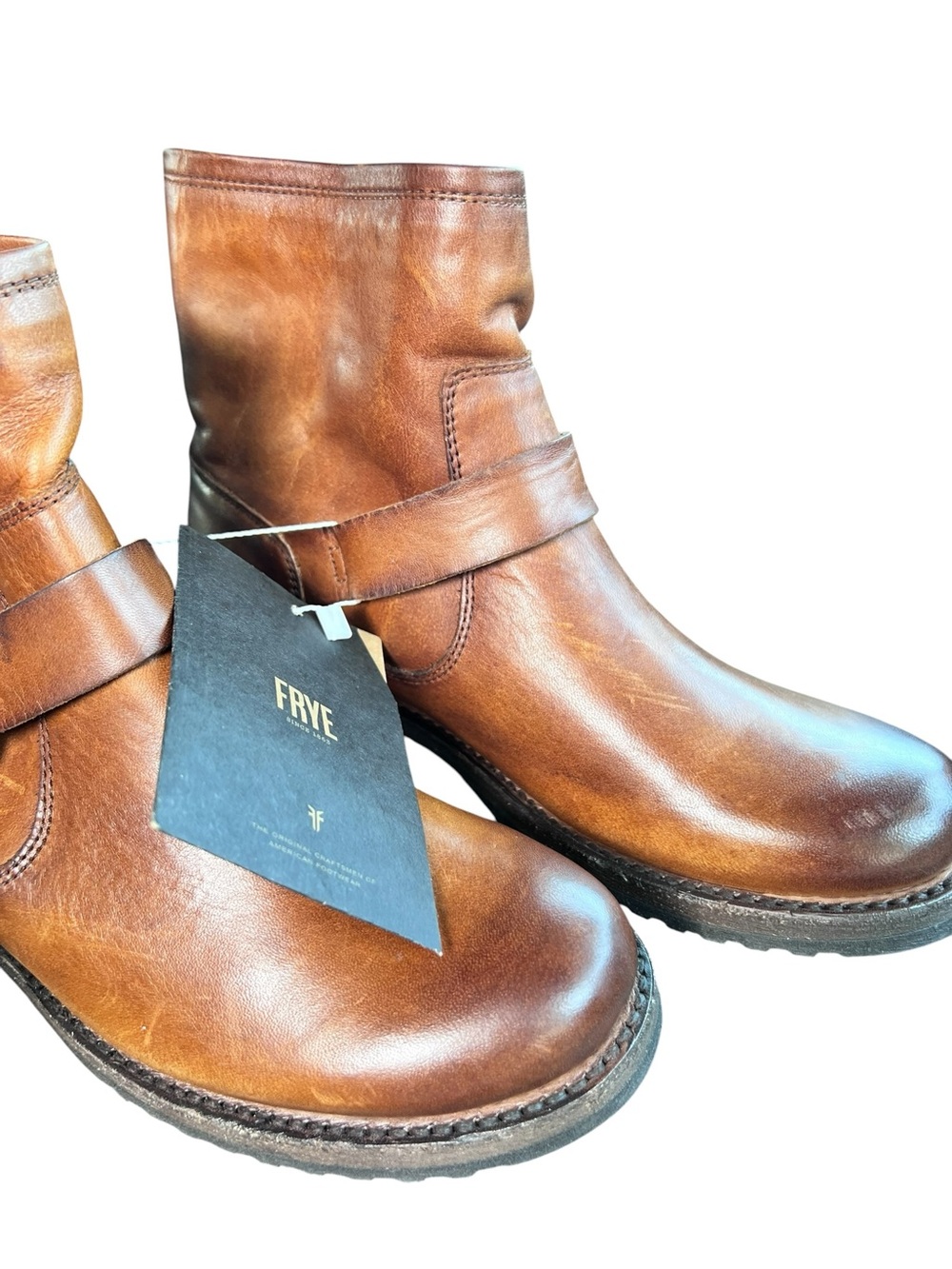 Frye Veronica Booties Brown Leather Ankle Boots Size 8 NWOT Few Scuffs - Picture 2 of 9